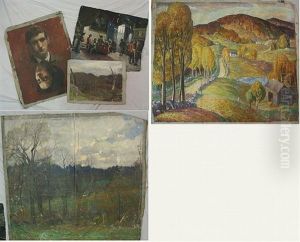 Landscape With Plow (+ 4 Others; 5 Works) by Harold C. Dunbar