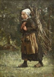 Jeune Fille Au Fagot De Bois by Edward Duncan