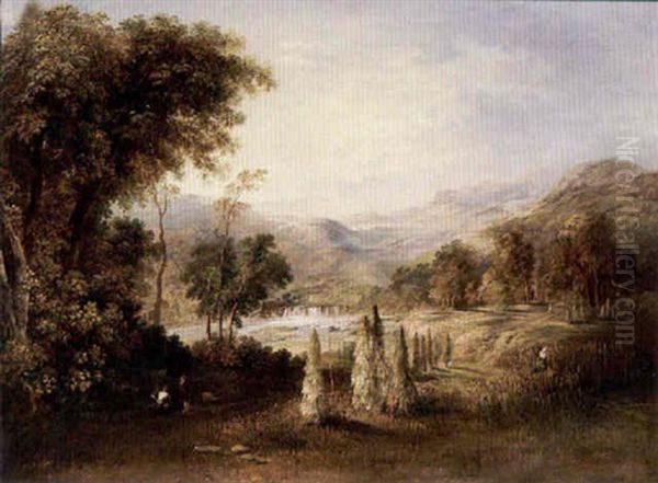 Figures Working In A River Valley - view 1