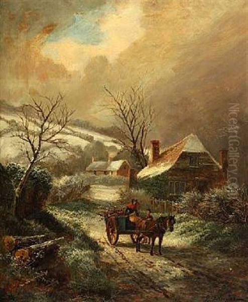 Wintry Landscape With Persons And A Horse Carriage - view 1