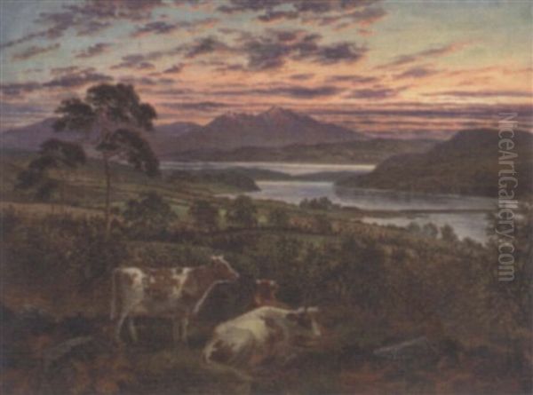 A Red Sky At Night - Loch Fadh Near Rothesay, With Arran In The Distance - view 1