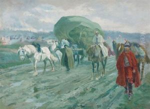 Kavallerie Mit Einem Wagen by Louis Dunki