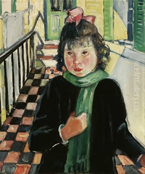 Young Girl With Green Scarf - view 1