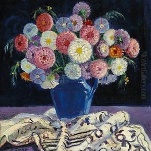 Still Life With Zinnias by Helena Adele Dunlap