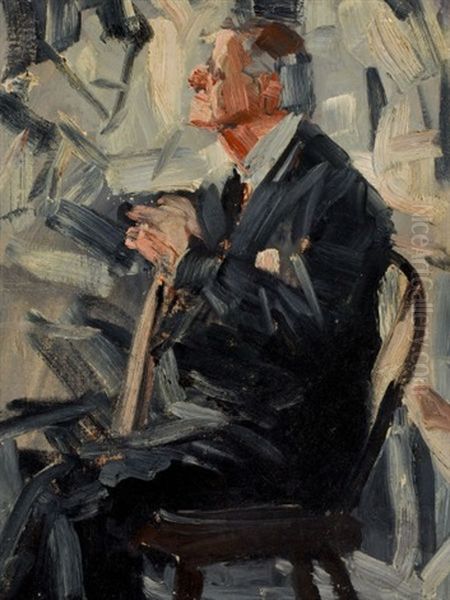 Seated Man With Cane - view 1