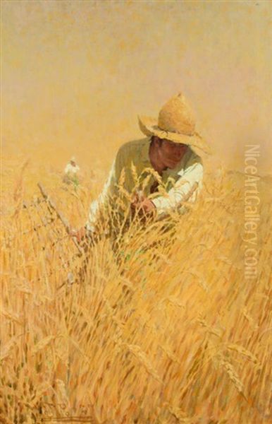 Harvesting The Wheat (illus. For Outing Magazine) - view 1