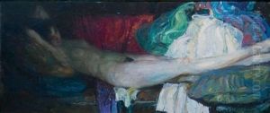 Reclining Nude In Light And Shadow by Harvey Dunn