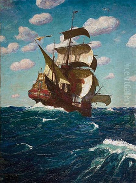 Galleon In High Seas - view 1