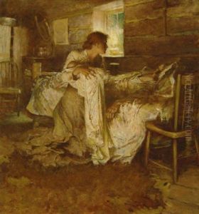 Woman With Infant Visiting Man In Bed