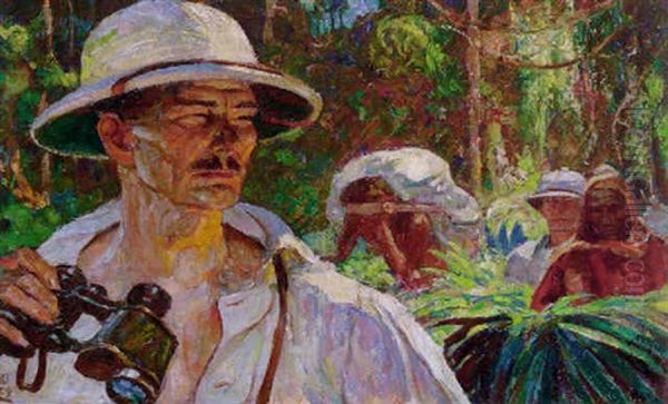 Men In Pith Helmets And Guides Emerging From Jungle - view 1
