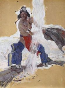 Brave Sending Smoke Signals by Harvey Dunn