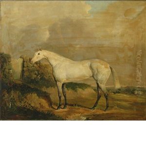 A Gray Racehorse In A Landscape by Joseph (of Worcester) Dunn