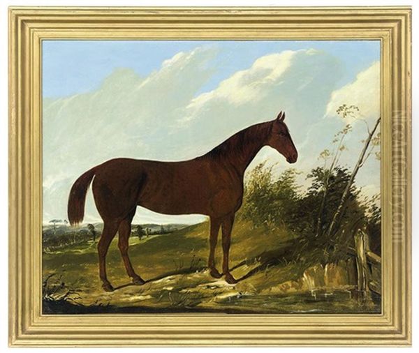 A Chestnut Hunter In A Pastoral Landscape - view 1