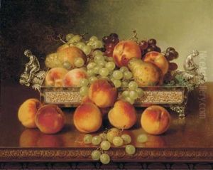 Still Life With Peaches And Silver Dish by Robert Spear Dunning