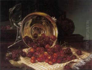 Cherries/a Still Life With Self Portrait Reflected In A Silver Compote by Robert Spear Dunning