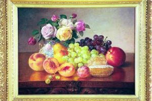 Still Life With Fruit, Flowers And Honeycomb by Robert Spear Dunning