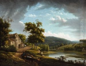 A Mountainous Landscape by Alexandre Hyacinthe Dunouy