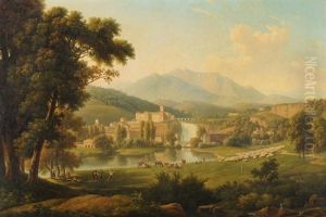 Ansicht Der Isola Del Liri Mit Dem Castello Boncompagni-viscogliosi Und Dem Wasserfall