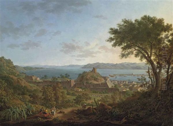 A View Of The Gulf Of Messina, With Figures On The Path In The Foreground - view 1