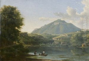 Pecheurs Sur Un Lac by Alexandre Hyacinthe Dunouy