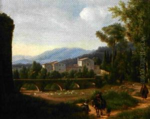 Paysans Dans La Campagne Italienne by Alexandre Hyacinthe Dunouy