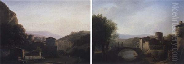 Paysage De Riviere Avec Pecheur A La Balance - view 1
