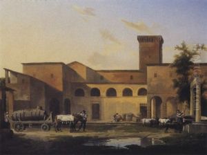 Cour De Ferme Animee by Alexandre Hyacinthe Dunouy