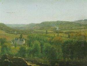 Vue D'un Chateau Dans Une Vallee Boisee