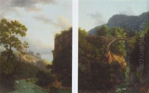 Mountainous Wooded Landscape by Alexandre Hyacinthe Dunouy
