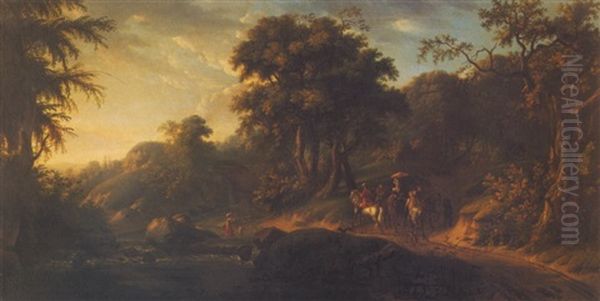 Landscape With A Riding Party Near A River - view 1