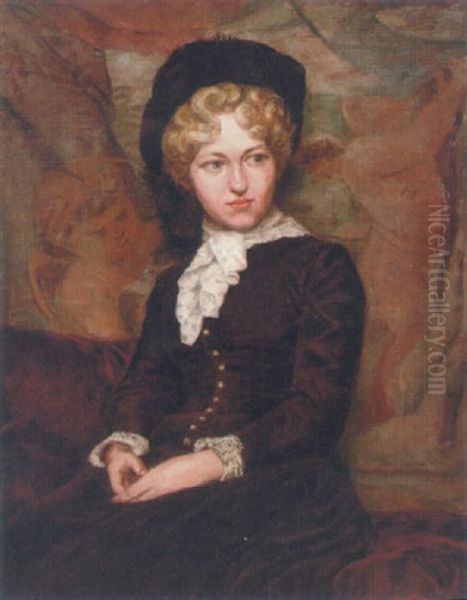 Portrait Of A Lady In A Red Dress And Hat - view 1