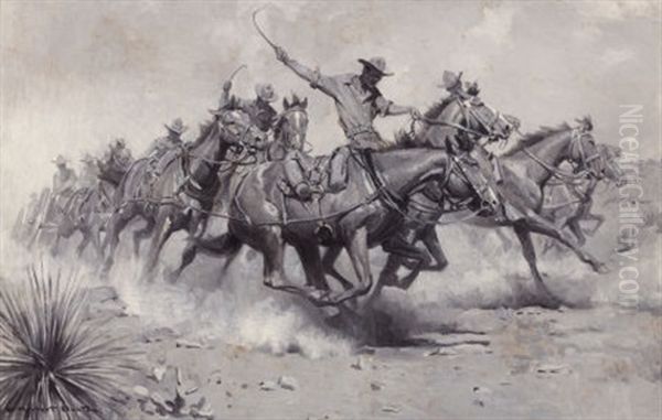 Battery Of The U.s. Field Artillery Going Into Action - view 1