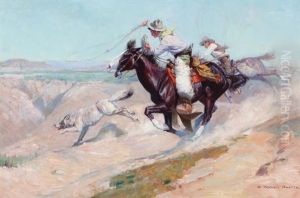 Roping A Wolf (roping A Lobo) by William Herbert Dunton