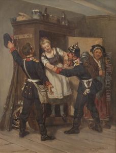 Magd Mit Soldaten by Carl Johann Arnold