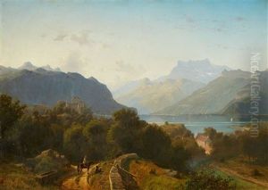 View Of Lake Geneva by Johannes Bartolomaus Duntze