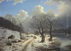 A Frozen Winter Landscape by Johannes Bartolomaus Duntze
