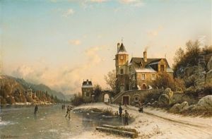 Winter Landscape With Frozen River