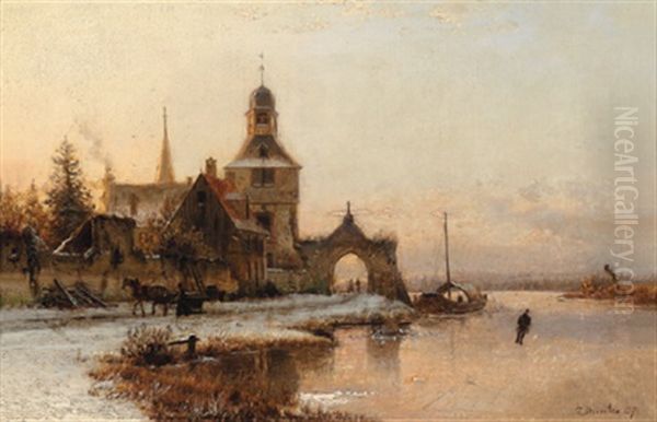 Winterlandschaft Mit Einem Eislaufer - view 1