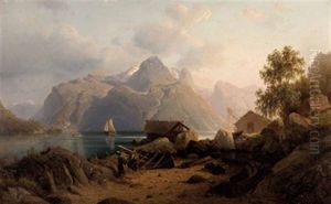 Norwegische Fjordlandschaft Im Abendlicht