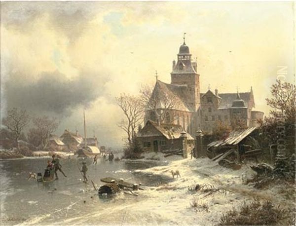 Skaters In A Frozen Winter Landscape - view 1