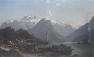 A Norwegian Fjord Landscape by Johannes Bartolomaus Duntze