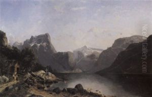 Mann Med Fluestang Ved Fjellvann