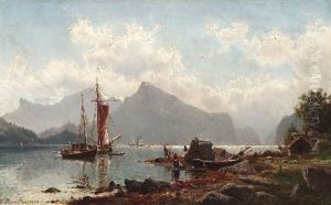 Sommer In Einem Norwegischen Fjord by Johannes Bartolomaus Duntze