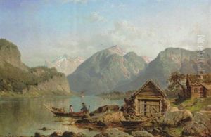 Norwegische Landschaft, Motiv Von Feroen by Johannes Bartolomaus Duntze