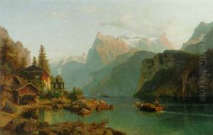 An Idyllic Landscape In Tirol by Johannes Bartolomaus Duntze