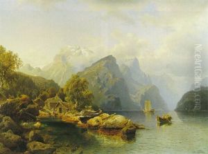 Norwegische Fjord-landschaft by Johannes Bartolomaus Duntze