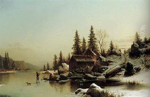 A Huntsman And His Dog In A Winter