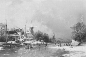 Winterlandschaft Bei Alkmaar In Nordholland by Johannes Bartolomaus Duntze