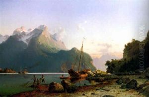 Norwegischer Fjord by Johannes Bartolomaus Duntze