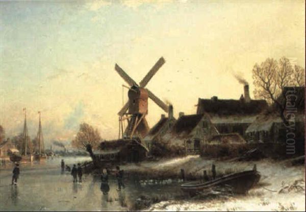 Winter Landscape With Figures Near A Village - view 1